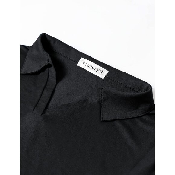 Plus Size Women's Golf Shirt Short Sleeve V Neck Loose Fit Activewear - Picture 4 of 6